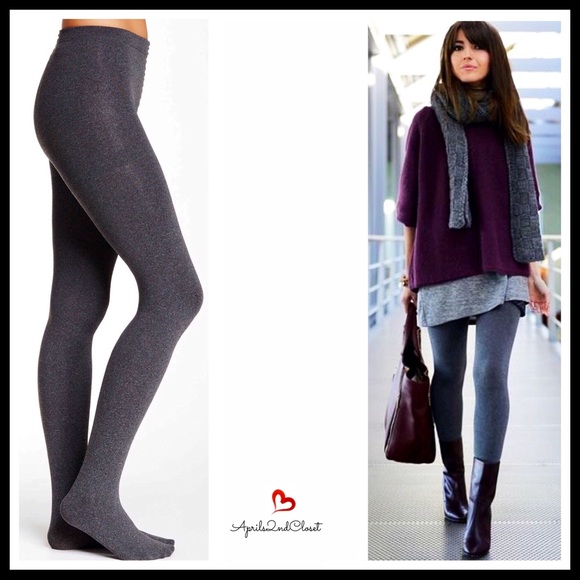 GREY FLEECE PLUSH TIGHTS - Picture 4 of 7